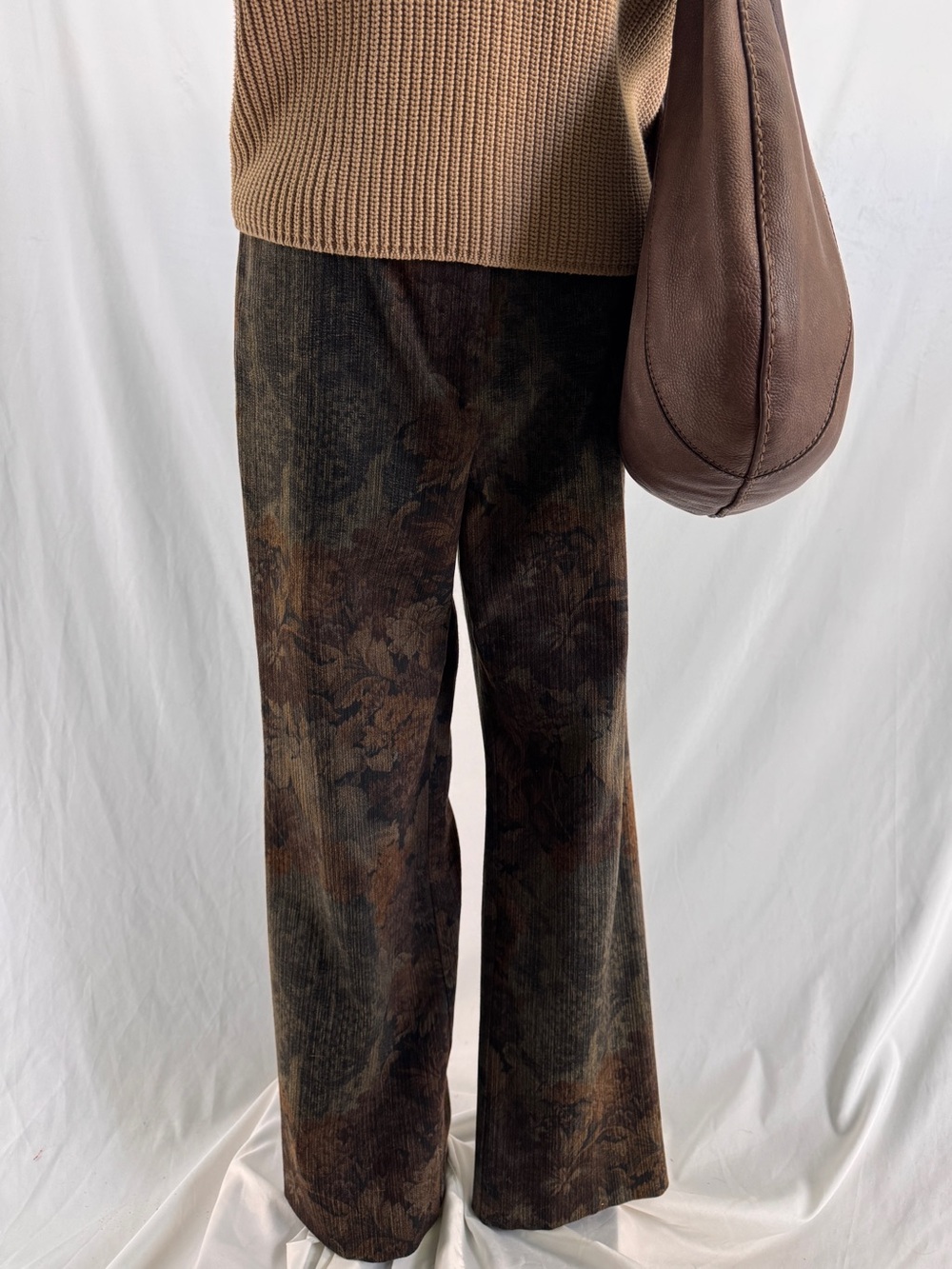 Karen Kane Earthy Floral Printed Jacquard Tapestry Pants Size 10P Goblincore
